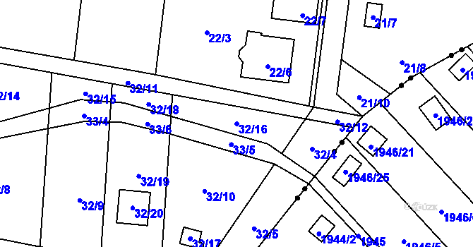 Parcela st. 32/16 v KÚ Antošovice, Katastrální mapa