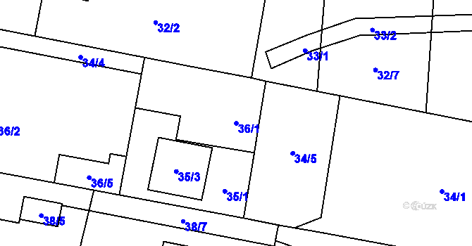 Parcela st. 36/1 v KÚ Antošovice, Katastrální mapa