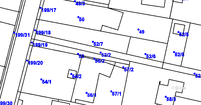 Parcela st. 52/2 v KÚ Antošovice, Katastrální mapa