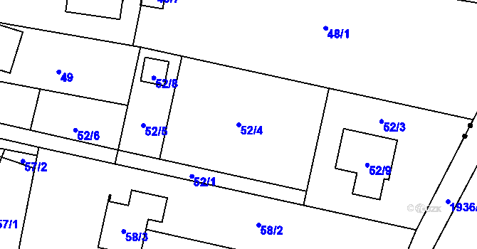 Parcela st. 52/4 v KÚ Antošovice, Katastrální mapa