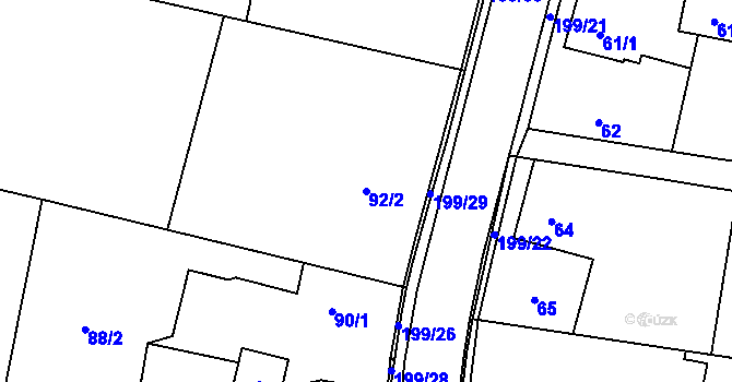 Parcela st. 92/2 v KÚ Antošovice, Katastrální mapa