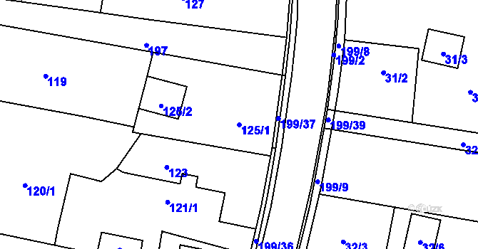 Parcela st. 125/1 v KÚ Antošovice, Katastrální mapa