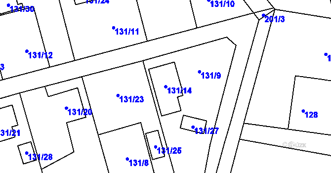Parcela st. 131/14 v KÚ Antošovice, Katastrální mapa