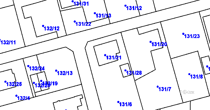 Parcela st. 131/21 v KÚ Antošovice, Katastrální mapa