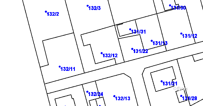 Parcela st. 132/12 v KÚ Antošovice, Katastrální mapa