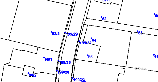 Parcela st. 199/22 v KÚ Antošovice, Katastrální mapa