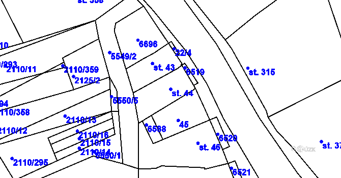 Parcela st. 44 v KÚ Archlebov, Katastrální mapa