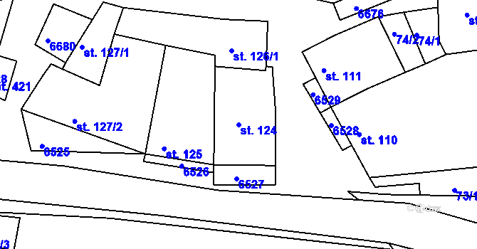Parcela st. 124 v KÚ Archlebov, Katastrální mapa