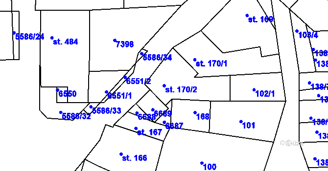 Parcela st. 170/2 v KÚ Archlebov, Katastrální mapa