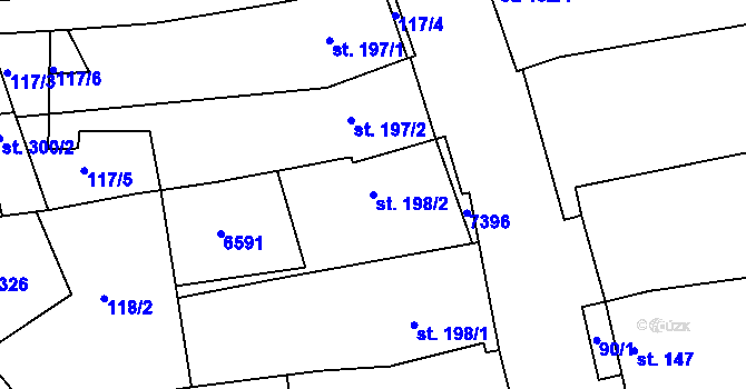 Parcela st. 198/2 v KÚ Archlebov, Katastrální mapa