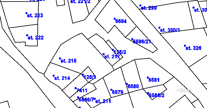 Parcela st. 217 v KÚ Archlebov, Katastrální mapa