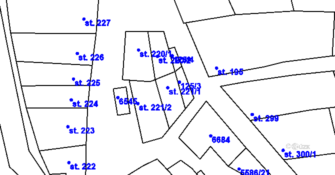Parcela st. 221/1 v KÚ Archlebov, Katastrální mapa