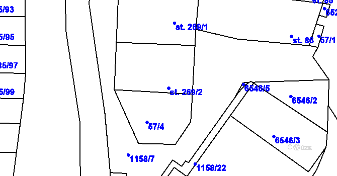 Parcela st. 269/2 v KÚ Archlebov, Katastrální mapa
