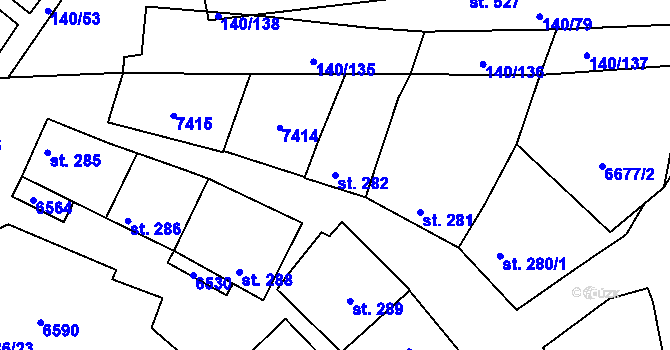 Parcela st. 282 v KÚ Archlebov, Katastrální mapa
