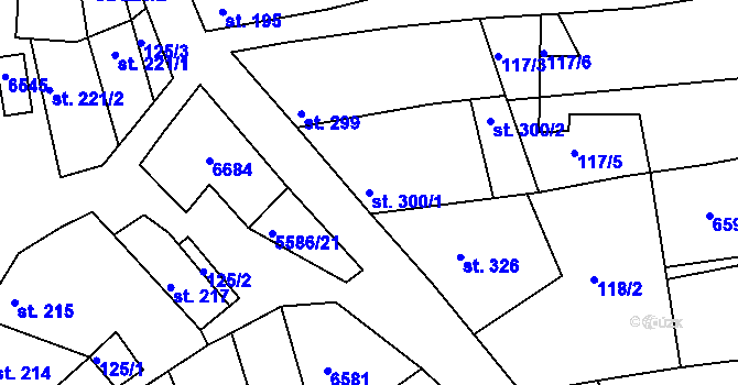 Parcela st. 300/1 v KÚ Archlebov, Katastrální mapa