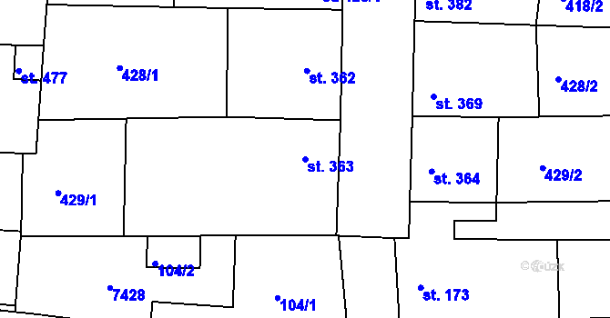 Parcela st. 363 v KÚ Archlebov, Katastrální mapa