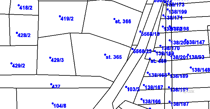 Parcela st. 365 v KÚ Archlebov, Katastrální mapa