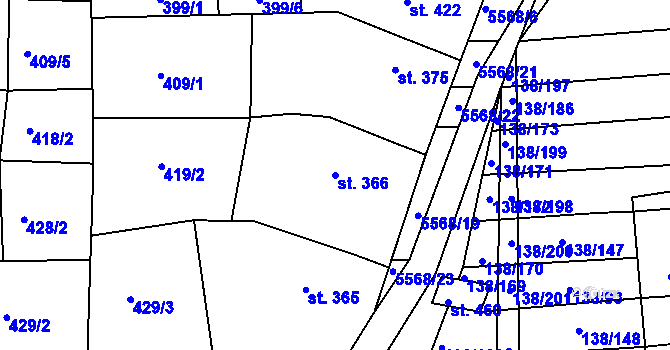 Parcela st. 366 v KÚ Archlebov, Katastrální mapa