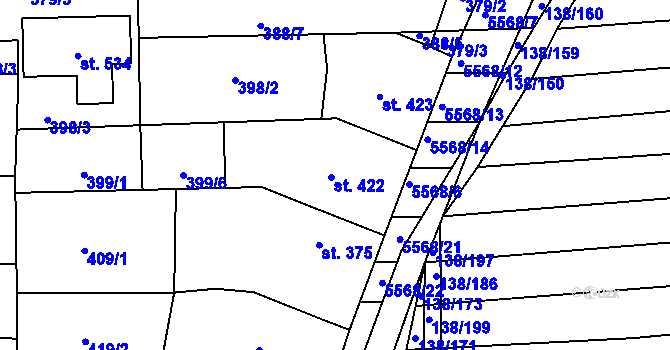 Parcela st. 422 v KÚ Archlebov, Katastrální mapa