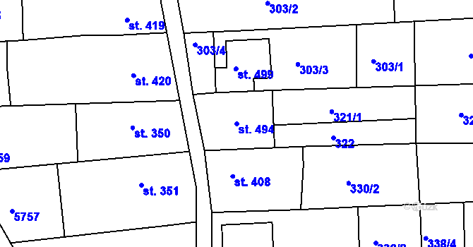 Parcela st. 494 v KÚ Archlebov, Katastrální mapa