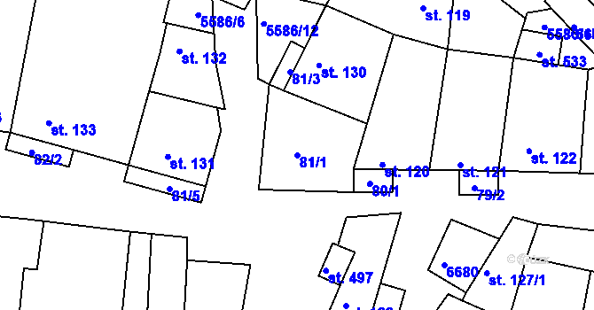 Parcela st. 81/1 v KÚ Archlebov, Katastrální mapa