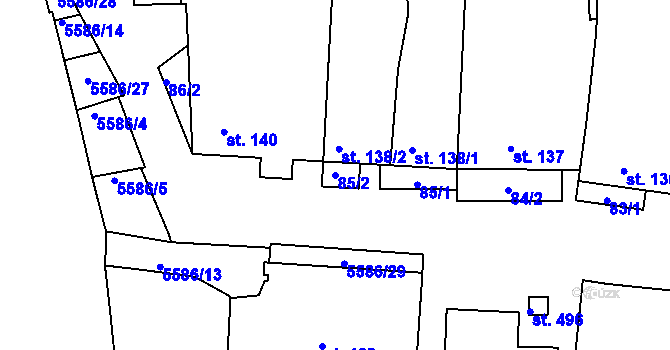 Parcela st. 85/2 v KÚ Archlebov, Katastrální mapa