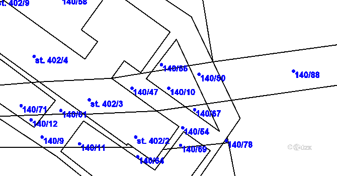 Parcela st. 140/10 v KÚ Archlebov, Katastrální mapa
