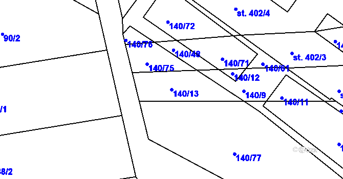 Parcela st. 140/13 v KÚ Archlebov, Katastrální mapa