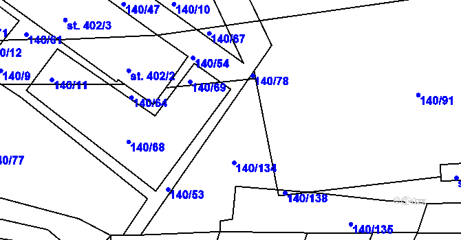 Parcela st. 140/14 v KÚ Archlebov, Katastrální mapa