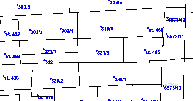 Parcela st. 321/3 v KÚ Archlebov, Katastrální mapa