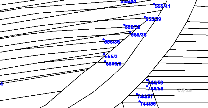 Parcela st. 555/3 v KÚ Archlebov, Katastrální mapa