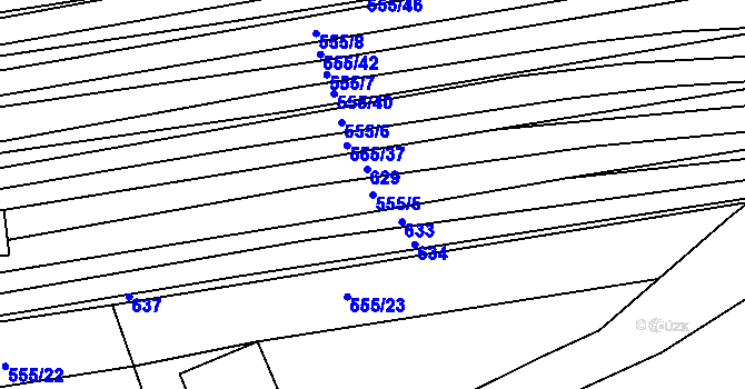 Parcela st. 555/5 v KÚ Archlebov, Katastrální mapa