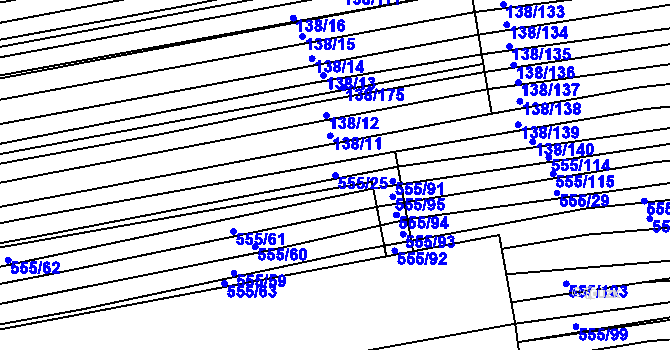 Parcela st. 555/25 v KÚ Archlebov, Katastrální mapa