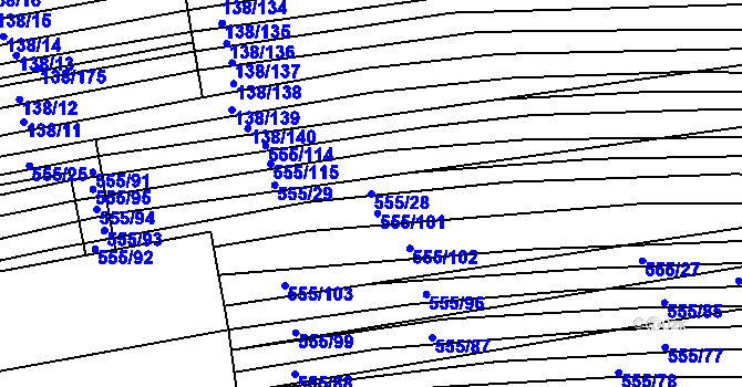 Parcela st. 555/28 v KÚ Archlebov, Katastrální mapa