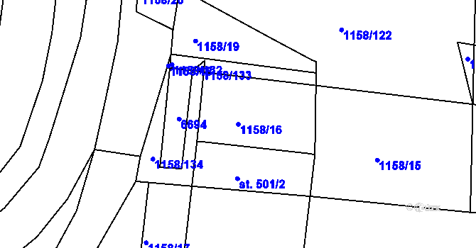 Parcela st. 1158/16 v KÚ Archlebov, Katastrální mapa