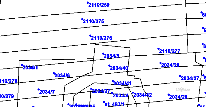 Parcela st. 2034/5 v KÚ Archlebov, Katastrální mapa