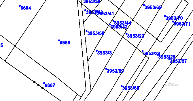 Parcela st. 3953/3 v KÚ Archlebov, Katastrální mapa