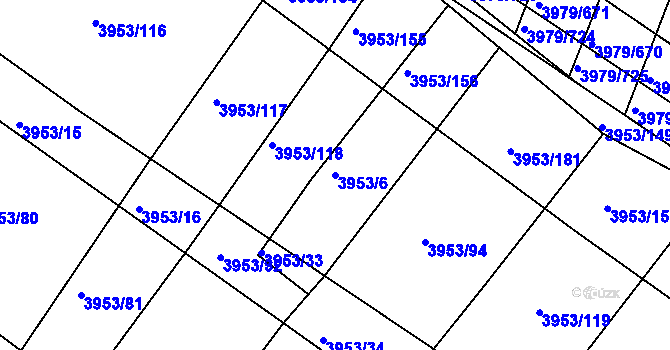 Parcela st. 3953/6 v KÚ Archlebov, Katastrální mapa