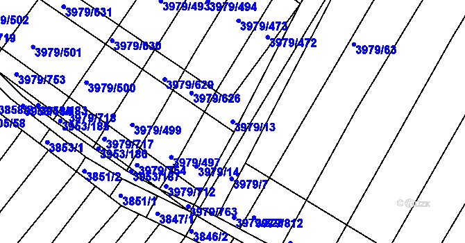 Parcela st. 3979/13 v KÚ Archlebov, Katastrální mapa