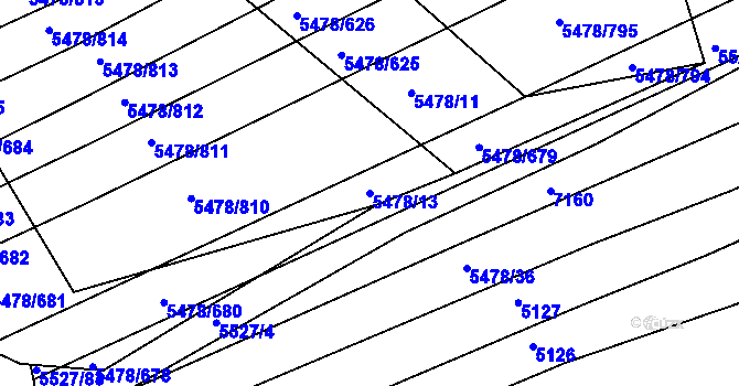 Parcela st. 5478/13 v KÚ Archlebov, Katastrální mapa