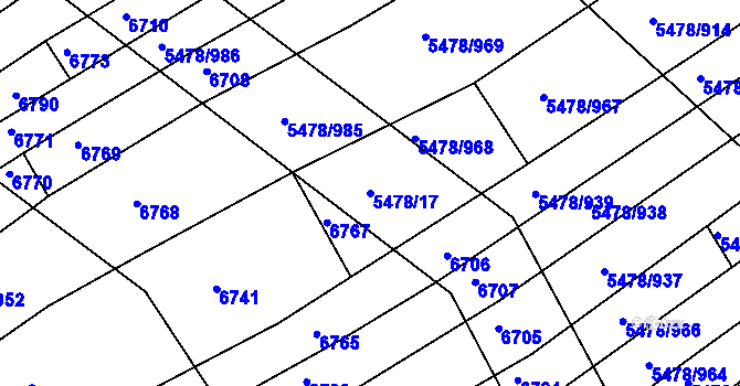 Parcela st. 5478/17 v KÚ Archlebov, Katastrální mapa