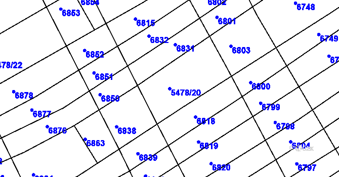 Parcela st. 5478/20 v KÚ Archlebov, Katastrální mapa