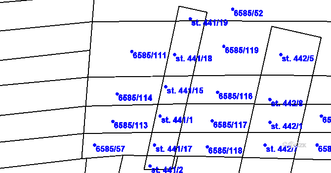 Parcela st. 441/15 v KÚ Archlebov, Katastrální mapa