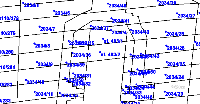Parcela st. 493/2 v KÚ Archlebov, Katastrální mapa
