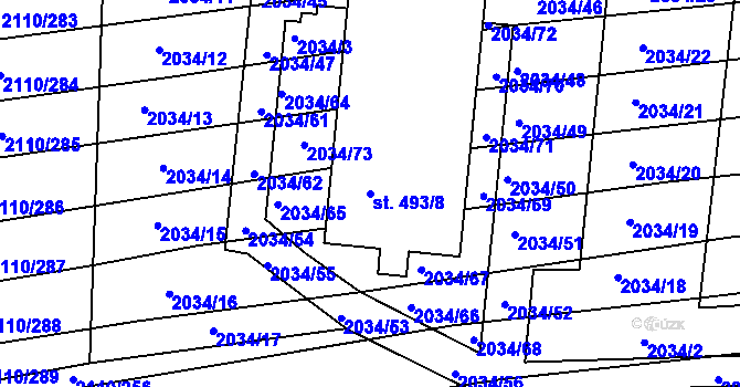 Parcela st. 493/8 v KÚ Archlebov, Katastrální mapa