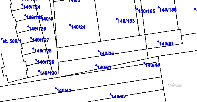 Parcela st. 140/26 v KÚ Archlebov, Katastrální mapa