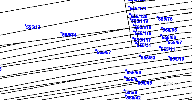 Parcela st. 555/57 v KÚ Archlebov, Katastrální mapa