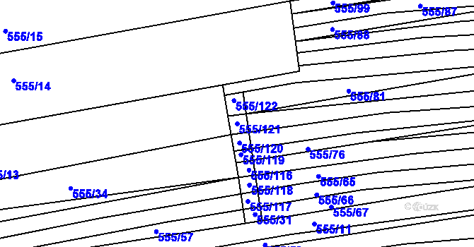 Parcela st. 555/121 v KÚ Archlebov, Katastrální mapa