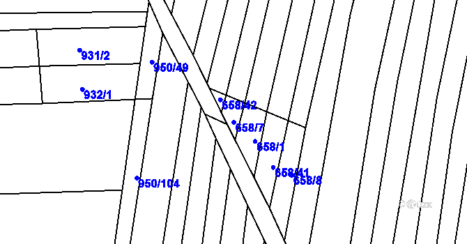 Parcela st. 658/7 v KÚ Archlebov, Katastrální mapa