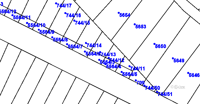 Parcela st. 744/13 v KÚ Archlebov, Katastrální mapa